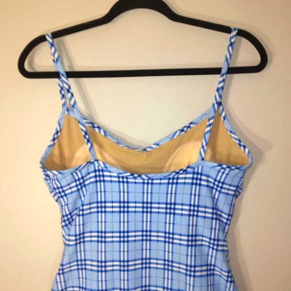 NWT GABAR Swimwear Periwinkle Plaid One Piece w/ built-in padding Size 16L - Picture 8 of 12